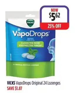 Wizard Pharmacy Vicks VapoDrops Original 24 Lozenges offer
