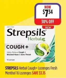 Wizard Pharmacy Strepsils Herbal Cough+ Lozenges Fresh Menthol offer