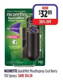 Wizard Pharmacy Nicorette QuickMist Mouthspray Cool Berry offer