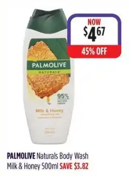Wizard Pharmacy Palmolive Naturals Body Wash Milk & Honey offer