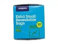 Officeworks J.Burrows Resealable Plastic Bags Extra Small 100 Pack offer