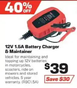 Repco 12V 1.5A Battery Charger & Maintainer offer