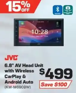 Repco JVC 6.8" AV Head Unit with Wireless CarPlay & Android Auto offer