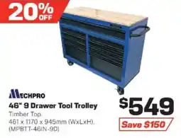 Repco Mechpro 46" 9 Drawer Tool Trolley offer