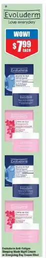 Chemist Warehouse Evoluderm Anti-Fatigue Sleeping Mask Night Cream or Energizing Day Cream offer