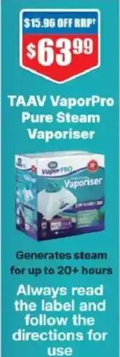 Chemist Warehouse Taav VaporPro Pure Steam offer