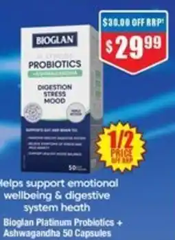 Chemist Warehouse Bioglan Platinum Probiotics + Ashwagandha 50 Capsules offer