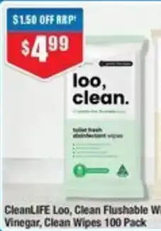 Chemist Warehouse CleanLIFE Loo, Clean Flushable Wipes offer