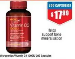 Chemist Warehouse Microgenics Vitamin D3 1000IU offer
