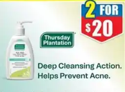 Chemist Warehouse Thursday Plantation Deep Cleansing Action Helps Prevent Acne offer