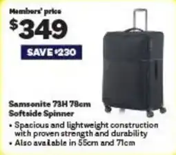 RAA Samsonite 73H 78cm Softside Spinner offer