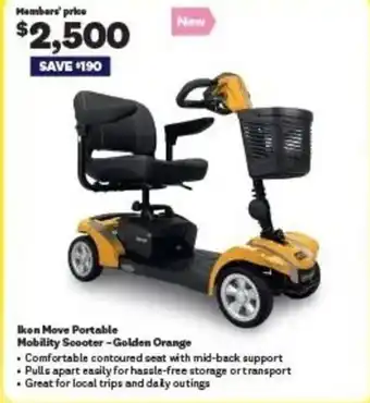 Ikon Move Portable Mobility Scooter - Golden Orange