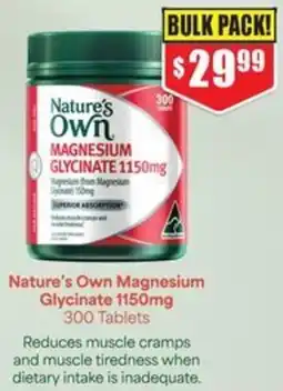 Chemist Warehouse Nature's Own Magnesium Glycinate 1150mg offer