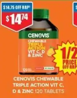 Chemist Warehouse Cenovis Chewable Triple Action Vit C, D & Zinc offer