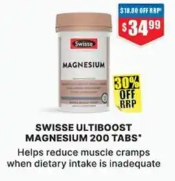 Chemist Warehouse Swisse Ultiboost Magnesium 200 Tabs offer