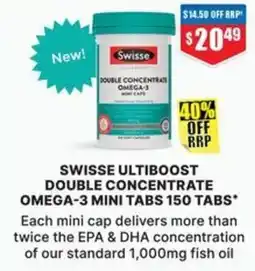 Chemist Warehouse Swisse Ultiboost Double Concentrate Omega-3 Mini Tabs offer