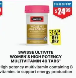 Chemist Warehouse Swisse Ultivite Women's High Potency Multivitamin offer