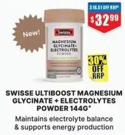 Chemist Warehouse Swisse Ultiboost Magnesium Glycinate + Electrolytes Powder offer