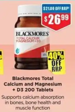 Chemist Warehouse Blackmores Total Calcium and Magnesium + D3 offer