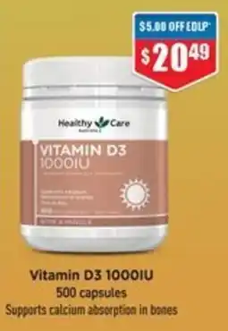 Chemist Warehouse Healthy Care Vitamin D3 1000IU offer