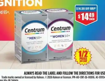 Chemist Warehouse Centrum For Men or Women 50+ offer