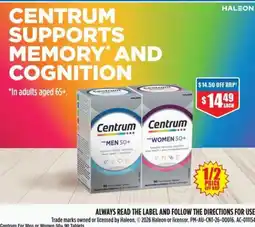 Chemist Warehouse Centrum For Men or Women 50+ 90 Tablets offer