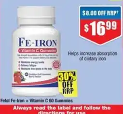 Chemist Warehouse Fefol Fe-Iron + Vitamin C 60 Gummies offer