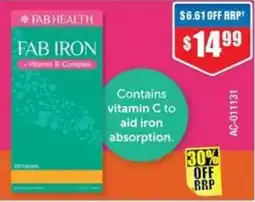 Chemist Warehouse Fab Iron + Vitamin B Complex offer