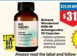 Chemist Warehouse Biohack Wanderlust KSM-66 Ashwagandha offer