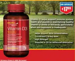 Chemist Warehouse Microgenics Vitamin D3 1000IU offer