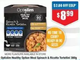 Chemist Warehouse Optislim Healthy Option Meal Spinach & Ricotta Tortellini offer