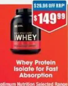 Chemist Warehouse Optimum Nutrition Whey Protein Isolate offer
