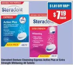 Chemist Warehouse Steradent Denture Cleansing Express Active Plus or Extra Strength Whitening offer
