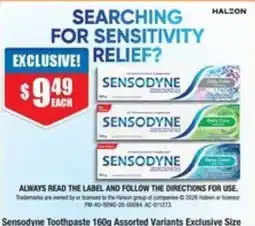 Chemist Warehouse Sensodyne Toothpaste 160g Assorted Variants offer