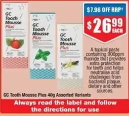 Chemist Warehouse GC Tooth Mousse Plus Assorted Variants offer