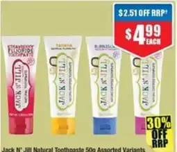 Chemist Warehouse Jack N' Jill Natural Toothpaste 50g Assorted Variants offer