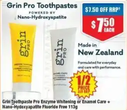 Chemist Warehouse Grin Toothpaste Pro Enzyme Whitening or Enamel Care offer