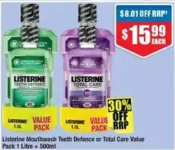 Chemist Warehouse Listerine Mouthwash Teeth Defence or Total Care Value offer