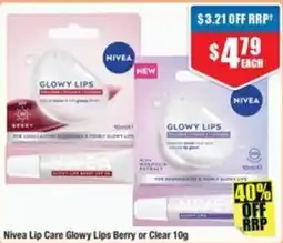 Chemist Warehouse Nivea Lip Care Glowy Lips Berry or Clear offer