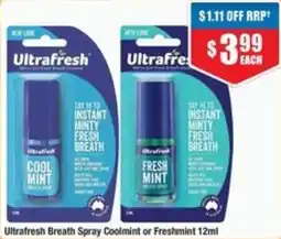 Chemist Warehouse Ultrafresh Breath Spray Coolmint or Freshmint offer
