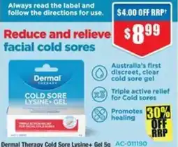 Chemist Warehouse Dermal Therapy Cold Sore Lysine+ Gel offer