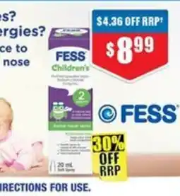 Chemist Warehouse Fess Little Noses Saline Nose Spray +Aspirator 15ml or Children's Nasal Spray offer