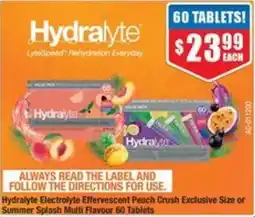 Chemist Warehouse Hydralyte Electrolyte Effervescent Peach Crush Exclusive Size offer