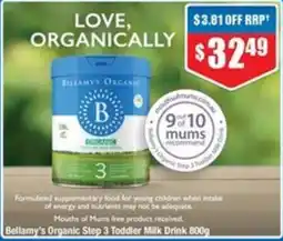 Chemist Warehouse Bellamy's Organic Step 3 Toddler Milk Drink offer