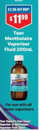 Chemist Warehouse Taav Mentholaire Vaporiser Fluid offer