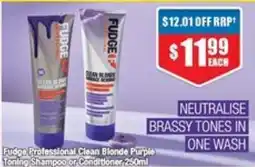 Chemist Warehouse Fudge Professional Clean Blonde Purple Toning Shampoo or Conditioner offer
