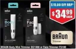 Chemist Warehouse BRAUN Body Mini Trimmer BS1000 or Face Trimmer FS100 offer