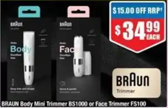 BRAUN Body Mini Trimmer BS1000 or Face Trimmer FS100
