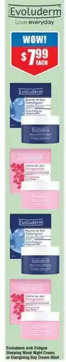Chemist Warehouse Evoluderm Anti-Fatigue Sleeping Mask Night Cream or Energizing Day Cream offer