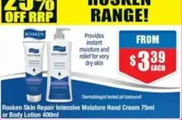 Chemist Warehouse Rosken Skin Repair Intensive Moisture Hand Cream or Body Lotion offer